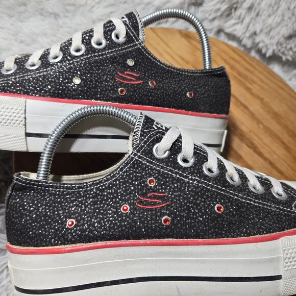 Skechers Somethin’ Else Womens Size 8.5 Y2K Red/White Glitter Gem Platform Shoes - Picture 5 of 11